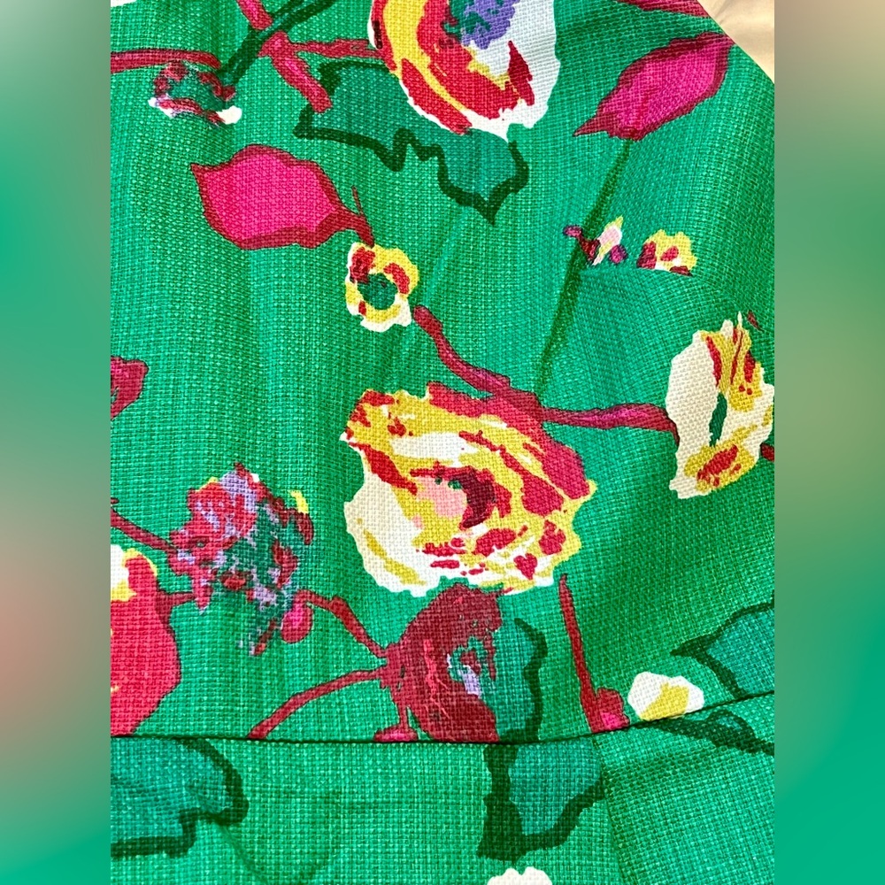 J. Crew Factory Garden Party Textured Shift Dress Floral Spring Print EUC Green - Picture 8 of 11
